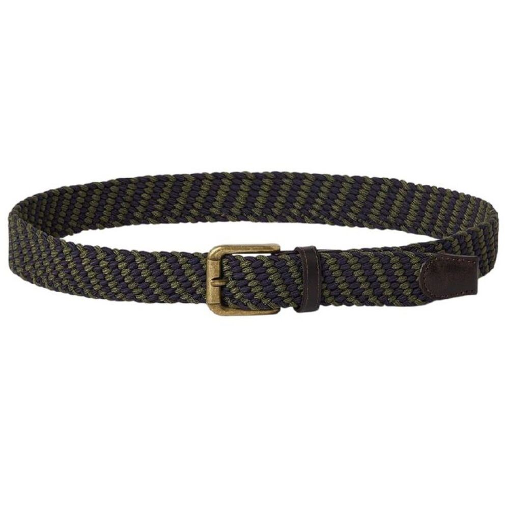 Osprey Mens Warren Woven Leather Trim Belt / Green/Navy